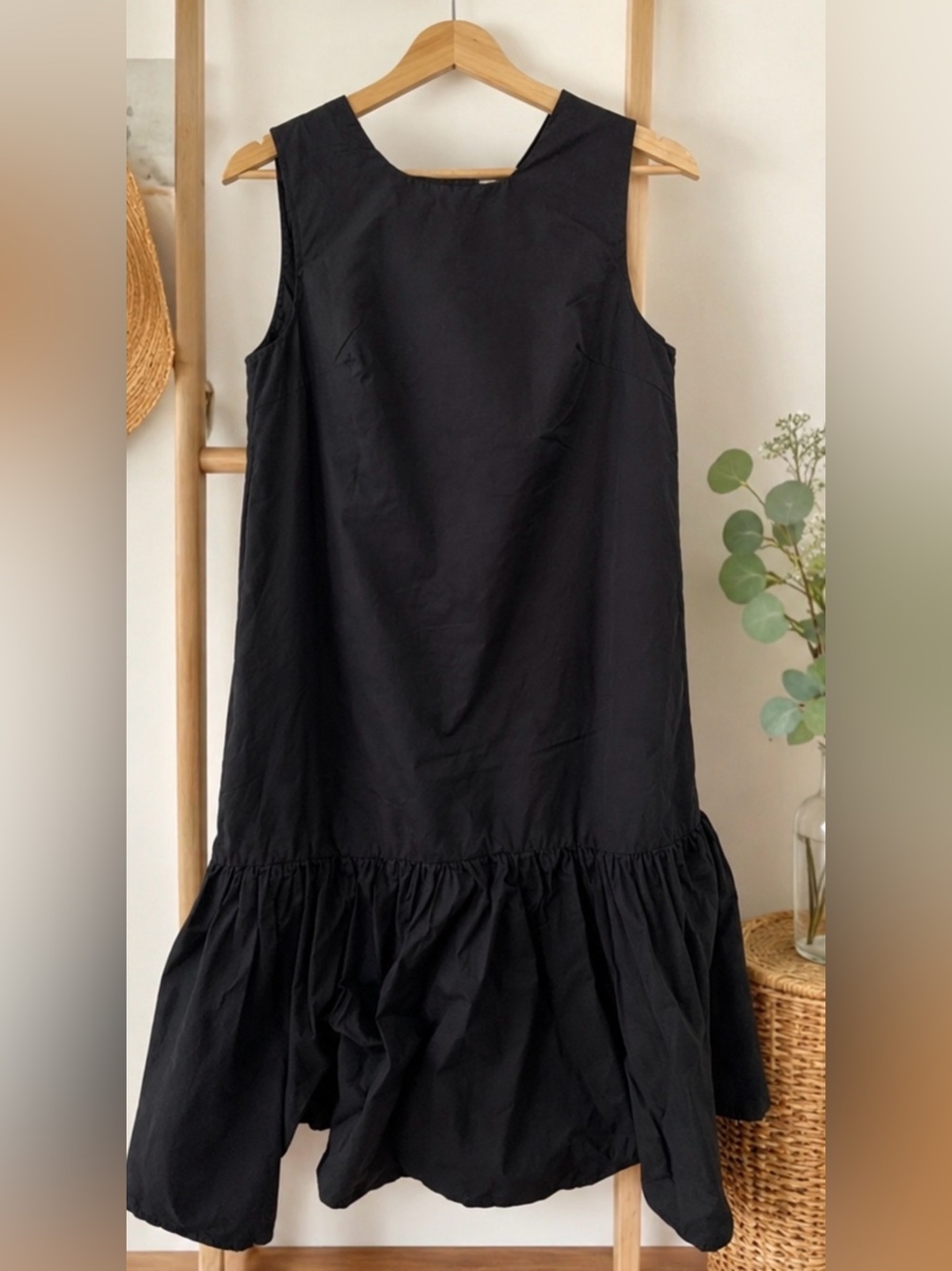 The Open Black Sleeveless Dress with Ruffle Hem size small